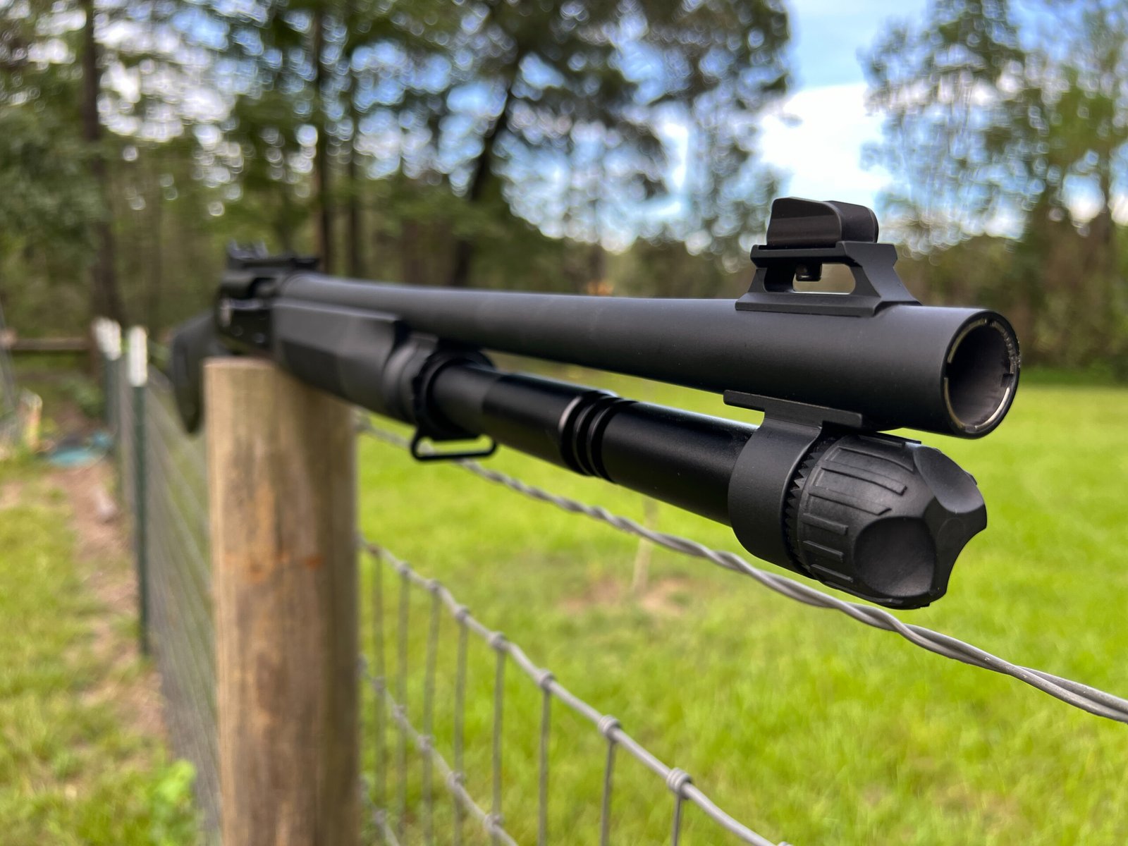 The front sight post magazine tube and choke