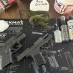 Pistols and supplies for cleaning.
