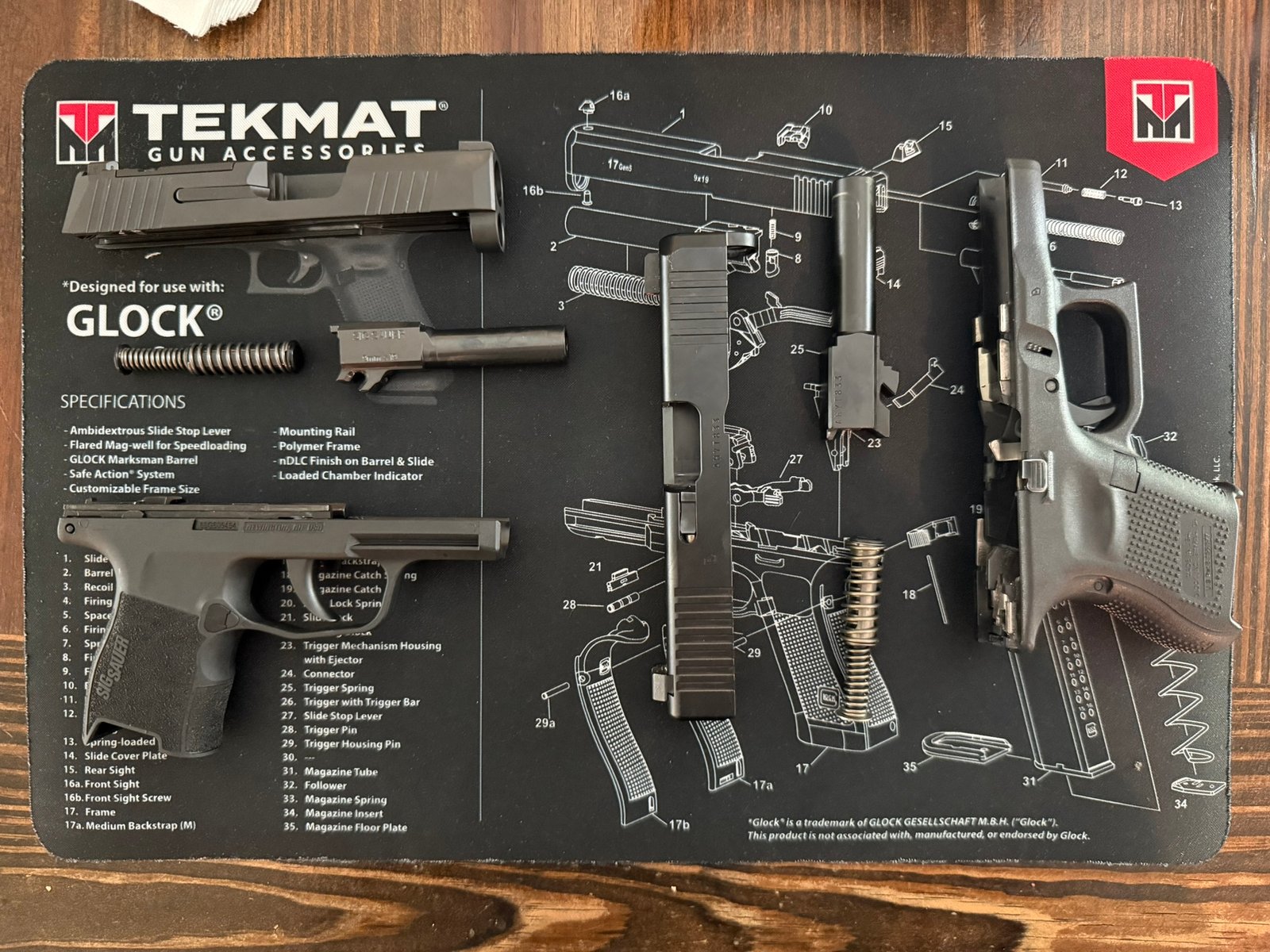Disassembled pistols