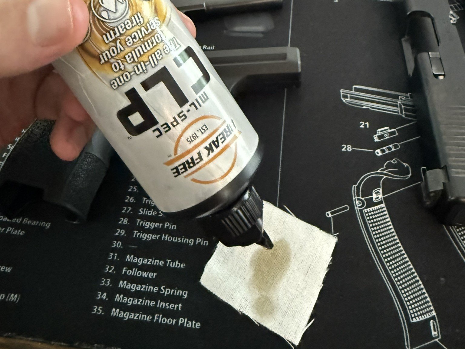 CLP on a cleaning patch
