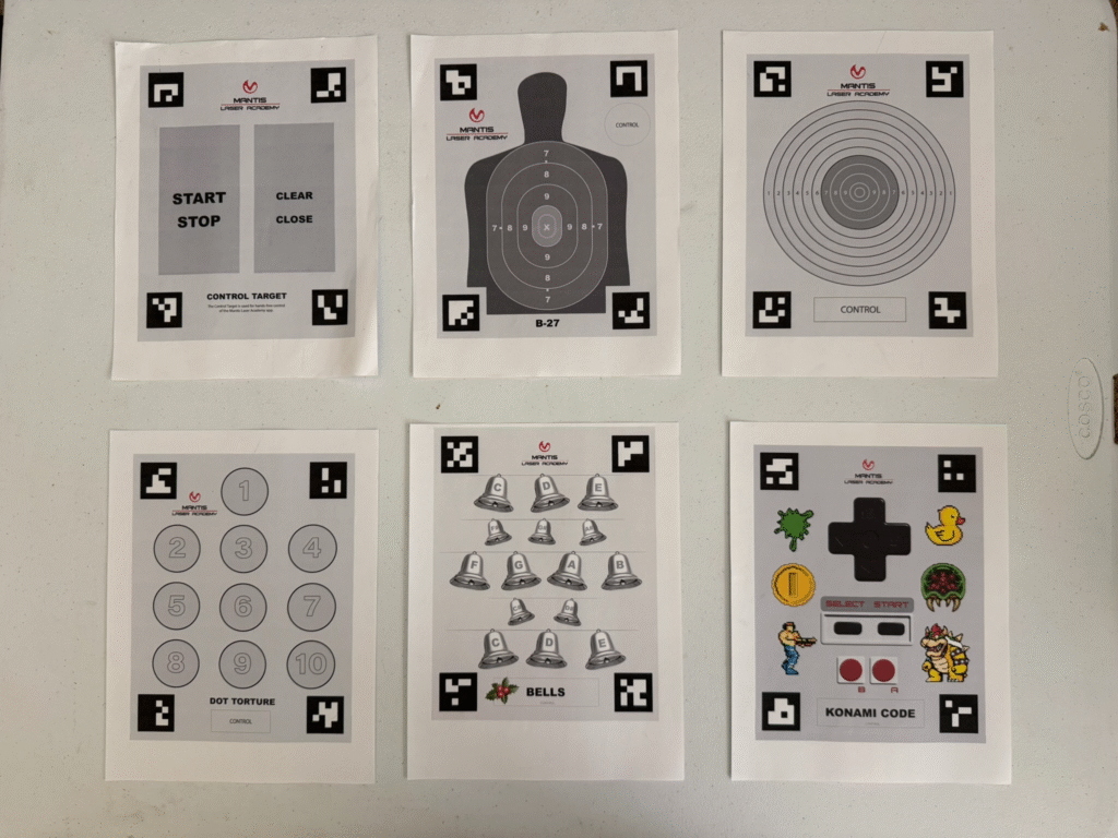 A collection of targets for use with the Mantis Laser Academy.