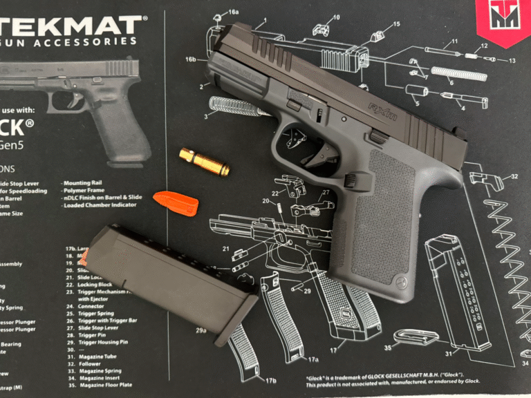 Photo of Ruger RXM with dry-fire equipment.