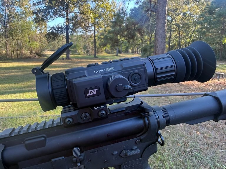DNT Hydra HS635R thermal scope mounted on an AR-15 rifle